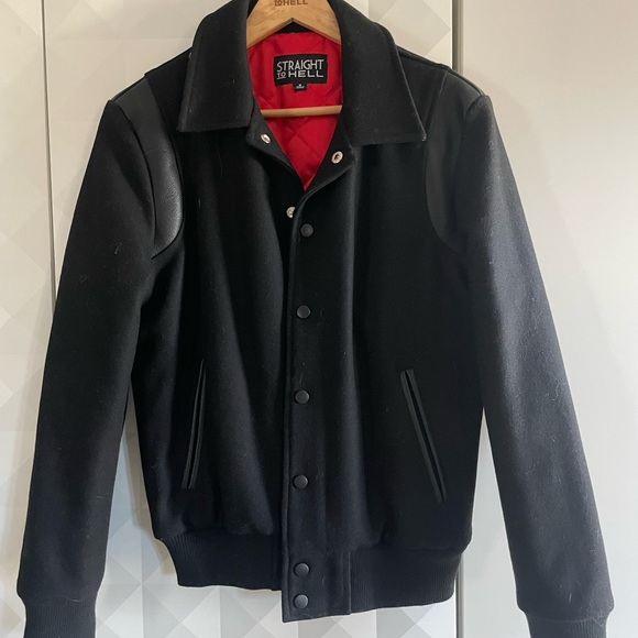 Straight to Hell Jet Jacket Black wool with black leather detail - Small - Picture 5 of 12